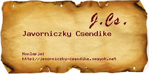 Javorniczky Csendike névjegykártya